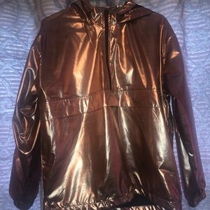 Metallic rose gold wind breaker